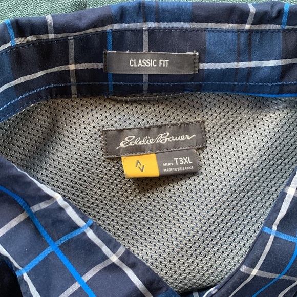 Eddie Bauer Tall 3XL Classic Fit Button Down Men’s shirt Blue Long Sleeve - Picture 3 of 3